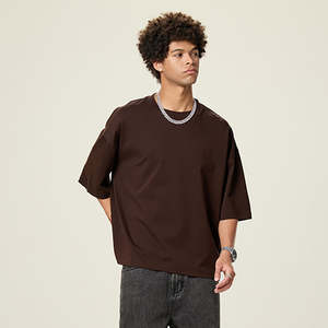 Summer 230GSM Heavy Weight T-shirts Cotton Oversized Tshirt Custom Logo Design Boxy Blank Men's T Shirt - Product Image 4