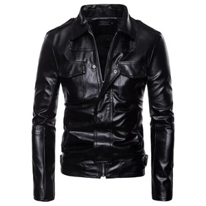 Nouveau commerce extérieur hommes moto haut de gamme manteau en cuir revers veste en cuir PU grand manteau décontracté - Product Image 1