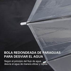 Parapluie droit classique coupe-vent transparent à 12 baleines, ouverture manuelle, en nylon, idéal pour les jours de pluie et les mariages/événements - Product Image 6