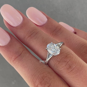 แหวนเพชรทรงรีหรูหรา Dvars แบบแยกก้าน สำหรับผู้หญิง ทองคำแท้ 18K ความใส VVS สี F รับรองโดย IGI ดีไซน์ทันสมัย - Product Image 6