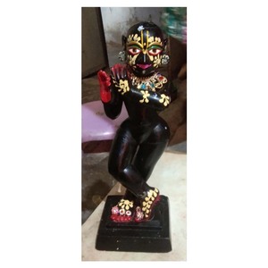 Statue d'Iskcon Krishna de 12 pouces faite à la main, statue de Krishna en marbre noir, dieu hindou, idole d'amour, motif personnalisé, statue debout - Product Image 1