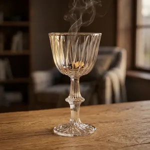 Brûleur d'encens élégant en verre cannelé, style gobelet, porte-encens en verre transparent avec attrape-fumée pour la décoration intérieure - Product Image 2