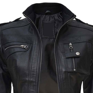 2024 Wholesale High Quality Ladies PU Leather Short Jacket Fashionable Breathable Women's <b>Stand</b> Collar Knitted Jacket - Product Image 6