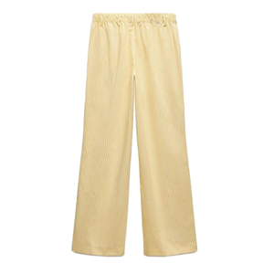 Vente à l'exportation de pantalons de bureau en coton à rayures jaunes pour femmes pantalons de couleurs neutres disponibles dans des tailles personnalisées - Product Image 1