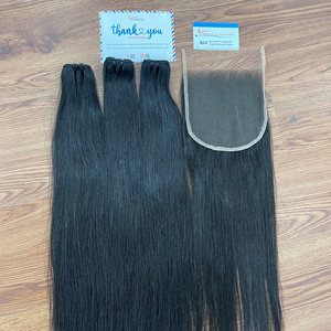 Extensions de cheveux vierges vietnamiens en gros, mèches de cheveux avec fermeture en dentelle HD, qualité supérieure - Product Image 1