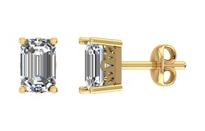 Topcarat D Color 1 CT VVS corte esmeralda diamante simulado Stud pendientes Moissanite rodio plateado 925 plata esterlina Mujer - Product Image 2