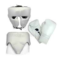 Ensemble de boxe et de sparring en cuir PU avec logo personnalisé DWELT GEARS, couleur et taille personnalisées, OEM accepté, comprend des gants, une protection de la tête et des testicules
