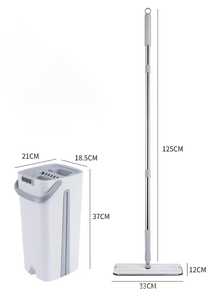 Juego de Mopa Plana y Cubeta con Sistema de Escurrido Manos Libres, Rotación de 360 Grados, Herramienta de Limpieza de Pisos Secos y Mojados, Juego de Mopa de Microfibra - Product Image 4