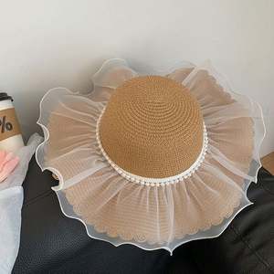 Lace Bowknot Straw <b>Hat</b> for Women, <b>Summer</b> Wide Brim Sun Protection <b>Hat</b>, Beach Vacation Sun <b>Hat</b> - Product Image 3