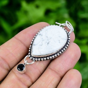 Bijoux de style bohème en argent fait à la main en argent Sterling 925 Howlite Gemstone Tendance Pendentif Bijoux pour femmes Cadeau pour elle - Product Image 4