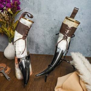 Cuerno de cerveza vikingo para beber, cuerno de buey ecológico Natural, taza para beber cerveza, Ágata con soporte de hierro, precio de fábrica de La India - Product Image 5