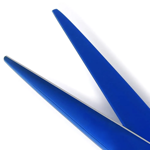 Tijera de peluquero de Color azul de titanio de acero alemán de alta calidad Tijeras de salón de borde súper afilado - Product Image 4