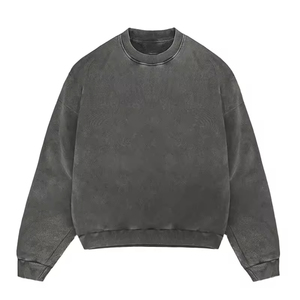 Streetwear personnalisé DTG impression Vintage soleil délavé à l'acide 100 _ coton éponge français hommes en détresse sweats à col rond - Product Image 1