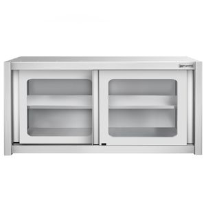 Armoire murale en acier inoxydable pour usage commercial / Armoire de cuisine - 1400x400x650mm - avec portes coulissantes en verre - Product Image 5