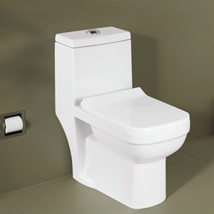 Inodoro de Cerámica de Una Pieza con Taza Alargada, Sifón en S, Doble Descarga, Montaje en Suelo, Diseño Contemporáneo, Cerámica Vitrificada para Lavabo Escolar - Product Image 2