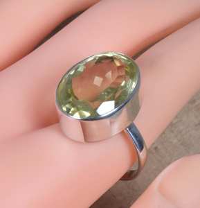 Bague en argent 92,5 avec quartz jaune véritable, bijoux de mode pour femmes - Product Image 1