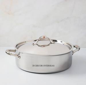 Argent Brillant Poli Première Qualité En Acier Inoxydable Fait À La Main Classique Look Ruffoni Ustensiles De Cuisine Casserole Pot De L'Inde - Product Image 1