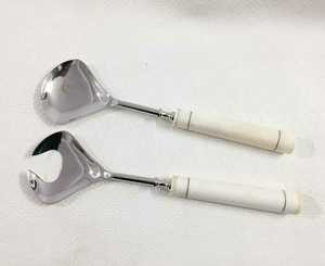 Cadeau de Noël Ensemble de serveurs à salade sur mesure avec poignée en pierre Outils à salade Mélangeur à salade Spinner SS 18/8 Couverts Cuillère Fourchette Ensemble - Product Image 4