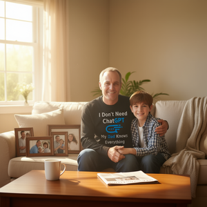 Camiseta de manga larga para el Día del Padre 'No necesito ChatGPT, mi papá sabe todo' - Camisetas promocionales - Product Image 3