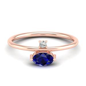 Anillo de Compromiso Solitario REYES Brillante de Plata de Ley 925 con Zafiro Azul Ovalado de 0.5 Quilates y Moissanita para Mujer - Product Image 1