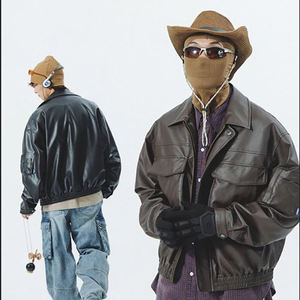 100% véritable cuir personnalisé Bomber Style moto veste pour hommes classique motard vêtements d'extérieur fermeture à glissière mince avant printemps - Product Image 1