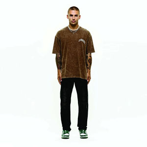 94% coton 6% Spandex Signature Performance ajusté coupe raglan manches courtes col rond mauve hommes goutte épaule T-Shirt - Product Image 1