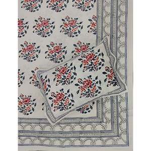 Parure de lit 3 pièces en coton 100% imprimé à la main, motif floral classique, pour lit King Size, écologique, avec drap-housse et taies d'oreiller, pour la maison - Product Image 1