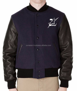 Blouson bombardier baseball avec logo personnalisé pour hommes Blouson universitaire letterman à manches en cuir de vachette grande taille respirant Street - Product Image 1