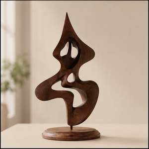 Sculpture abstraite moderne en bois d'acacia, décoration d'art pour table, décoration d'intérieur, forme irrégulière, artisanale, écologique, durable - Product Image 5