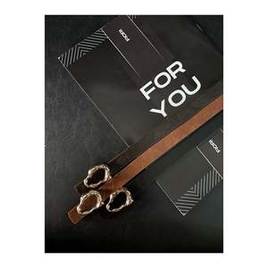 Ceinture fine pour femme à boucle barre, design 3 pièces, pour veste, chemise, robe - Noir-Bordeau-Marron - Product Image 3