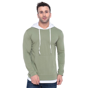 Herren Olivgrüner Kapuzenpullover Regular Fit Baumwolle Lässiger Pullover mit Tasche Herbstbekleidung - Product Image 1