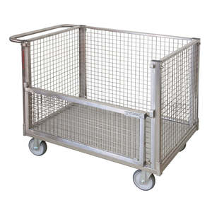 Conteneur en acier à mailles métalliques à 4 roues pivotantes avec plateforme pliable et côtés en maille pliables - Product Image 2