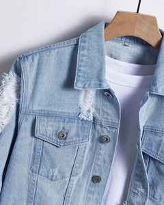 Veste en jean pour homme de haute qualité en gros, veste en jean bleu en coton personnalisée, veste en jean unie pour homme pour l'hiver - Product Image 3