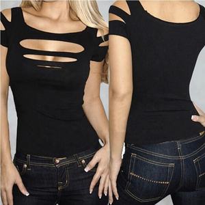 Camiseta de Verano Sexy con Cuello Redondo, Manga Abullonada, Uso Diario, Ajuste Delgado de Una Sola Capa, Largo Regular, Seda/Algodón, Patrón de Puntos con Cuentas - Product Image 1