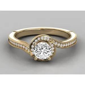 Anillo Solitario de Oro de 9K para Mujer con Diamante Cultivado en Laboratorio, Elegante y Lujoso - Product Image 3