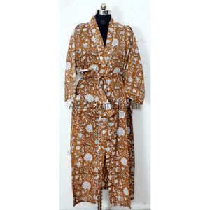 Kimono Indio Hecho a Mano de Algodón Puro, Talla Única para Mujer, Estampado Floral, Ropa de Dormir Cómoda para el Invierno, para Uso en el Hogar - Product Image 2