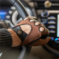 Gants de conduite d'hiver unisexes en cuir de chèvre, personnalisés par le fabricant, noirs et rouges, antidérapants, à doigts complets, respirants, légers et de haute qualité