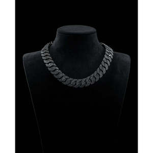 Chaîne cubaine en moissanite noire 16 mm, collier de luxe en argent sterling 925, testé au diamant, unisexe, or/argent/rose - Product Image 1