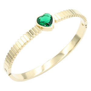 Bracciale di Charm in acciaio inossidabile placcato oro in pietra trasparente macchiato con eleganza elegante - Product Image 4