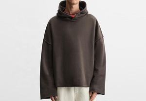 Sudadera clásica corta con capucha de algodón polar de 300 g/m². Sudadera con capucha de forro polar premium de alta densidad y hombros caídos. MOQ bajo - Product Image 5