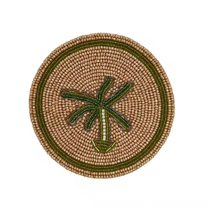 Lujo vidrio limón con cuentas escritorio decorativo Funky taza alfombras hecho a mano punzón aguja bebida posavasos mano copetudo taza de la India hecho a mano - Product Image 3