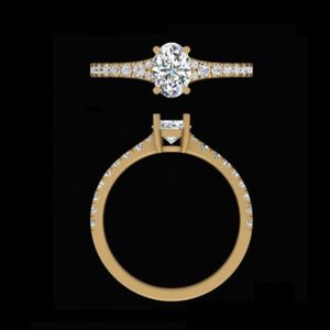 Anillo de compromiso con diamante ovalado de 1.31 quilates, oro macizo de 18k/14k, engaste pavé, anillo de boda, joyería fina de lujo para mujer. - Product Image 3