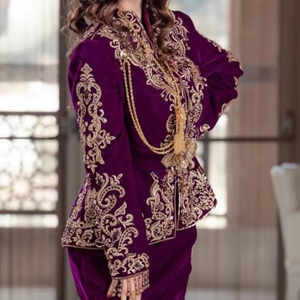 strapless open back dress Violet Color Silk Velvet Jodhpuri Jacket  Panache Haute Couture