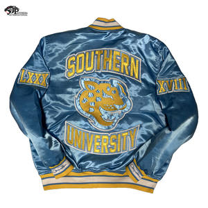 Vêtements d'extérieur d'équipe de baseball pour hommes personnalisés Bomber en satin avec support pour hiver - Product Image 3