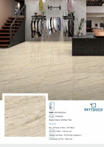 Azulejo de suelo de porcelana de cerámica con aspecto de mármol gris claro de estilo moderno, azulejos esmaltados pulidos de superficie brillante de alta calidad para interiores - Product Image 3