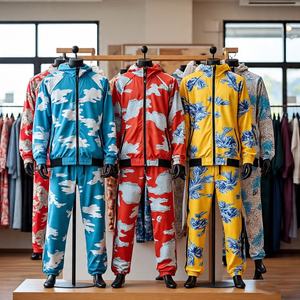 Chándales sólidos personalizados de alta calidad para hombre, ropa deportiva suave elástica de nailon, chaqueta con cremalleras completas y pantalones ajustados para hombre - Product Image 1