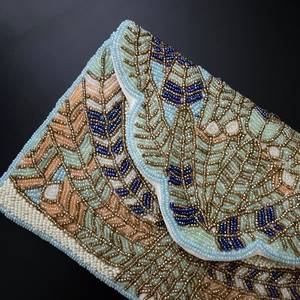 MS Handicraft Tropical Floral <b>Glass</b> Beaded Clutch Customized Shape Color Mexican Fiesta Purse Crossbody <b>Chain</b> Model Ms-wc-001 - Product Image 2