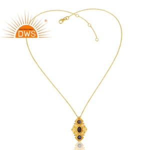 Pendentif en argent sterling plaqué or 18 carats avec pierres précieuses naturelles de labradorite Fabricant de bijoux fins - Product Image 1