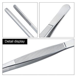 20cm Long Stainless Steel Kitchen Tongs Precision Serrated Tips Tweezers for Cooking <b>BBQ</b> Seafood & Plating for Chefs Use - Product Image 6