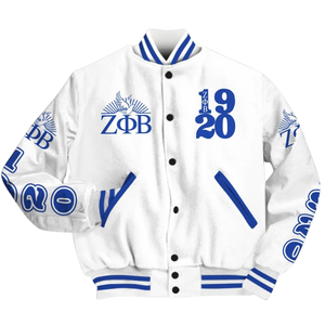 Zeta phi เสื้อโค้ทกันหนาวสำหรับผู้หญิงเสื้อโค้ทกันหนาวแจ็คเก็ตทีมอาชีพนักหนาแจ็กเก็ตวันก่อตั้งทีมกรีกสีฟ้าขาว1920 - Product Image 4